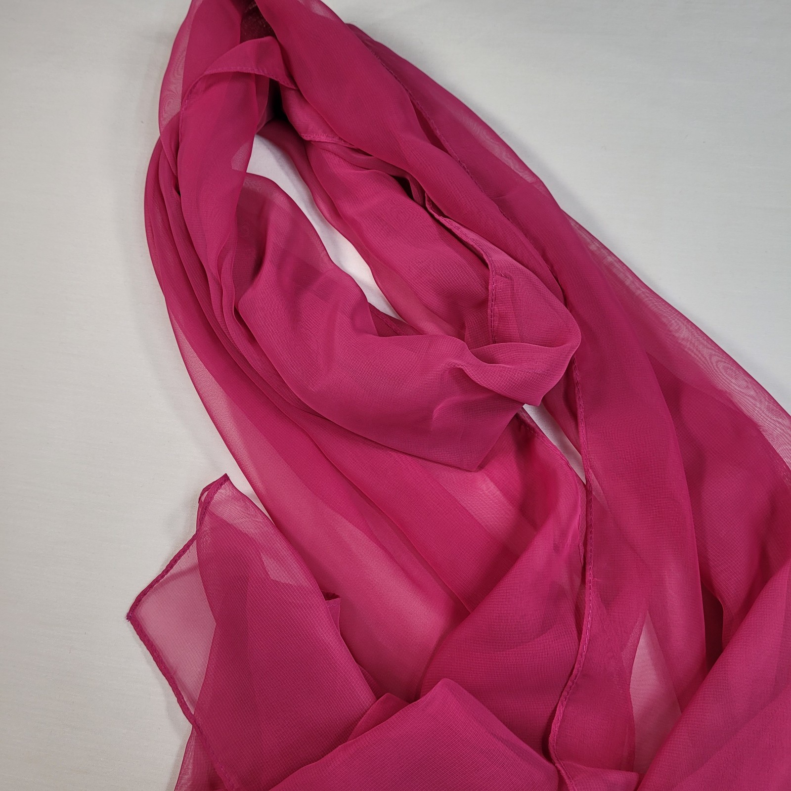 Women's Scarf Hot Pink Solid Rectangular Lightwei… - image 4