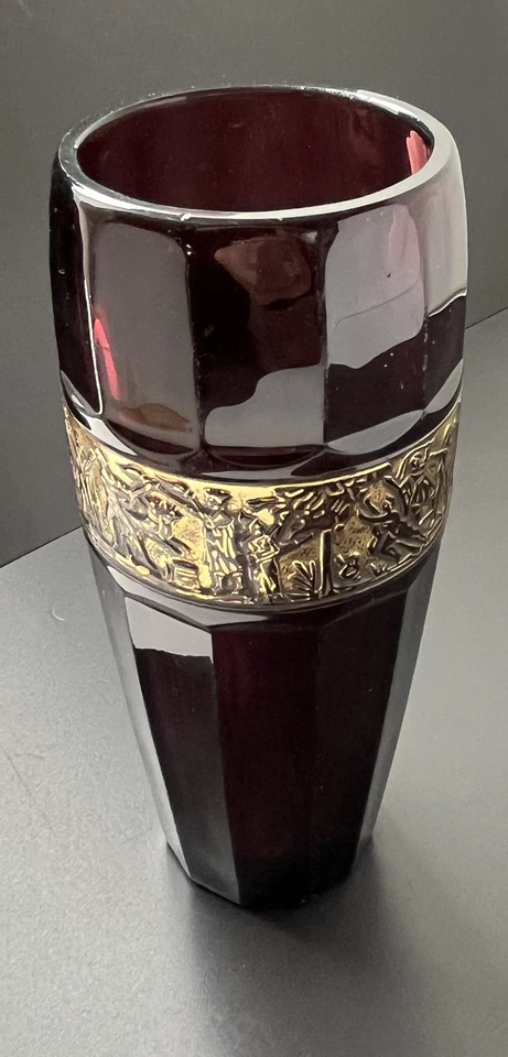 Art Deco Glas Vase Goldfries Walther  Amethyst Vase Böhmen  - Bild 3 von 4