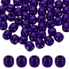 120Pcs Wooden Loose Beads, Colored Round Pony Wood Beads for Crafts, Purple