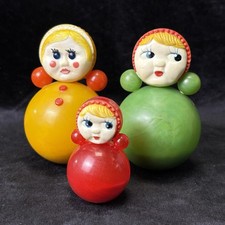 Soviet nevalyashka toy Set 3 pcs - vintage roly-poly doll - USSR tumbler toy