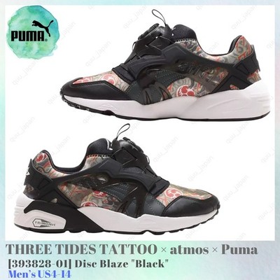THREE TIDES TATTOO × atmos × Puma Disc Blaze Black 393828-01 Men's US4-14 NEW