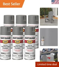 Brand New Stops Rust Spray Paint 12 oz Satin Coastal Gray 6 Pack
