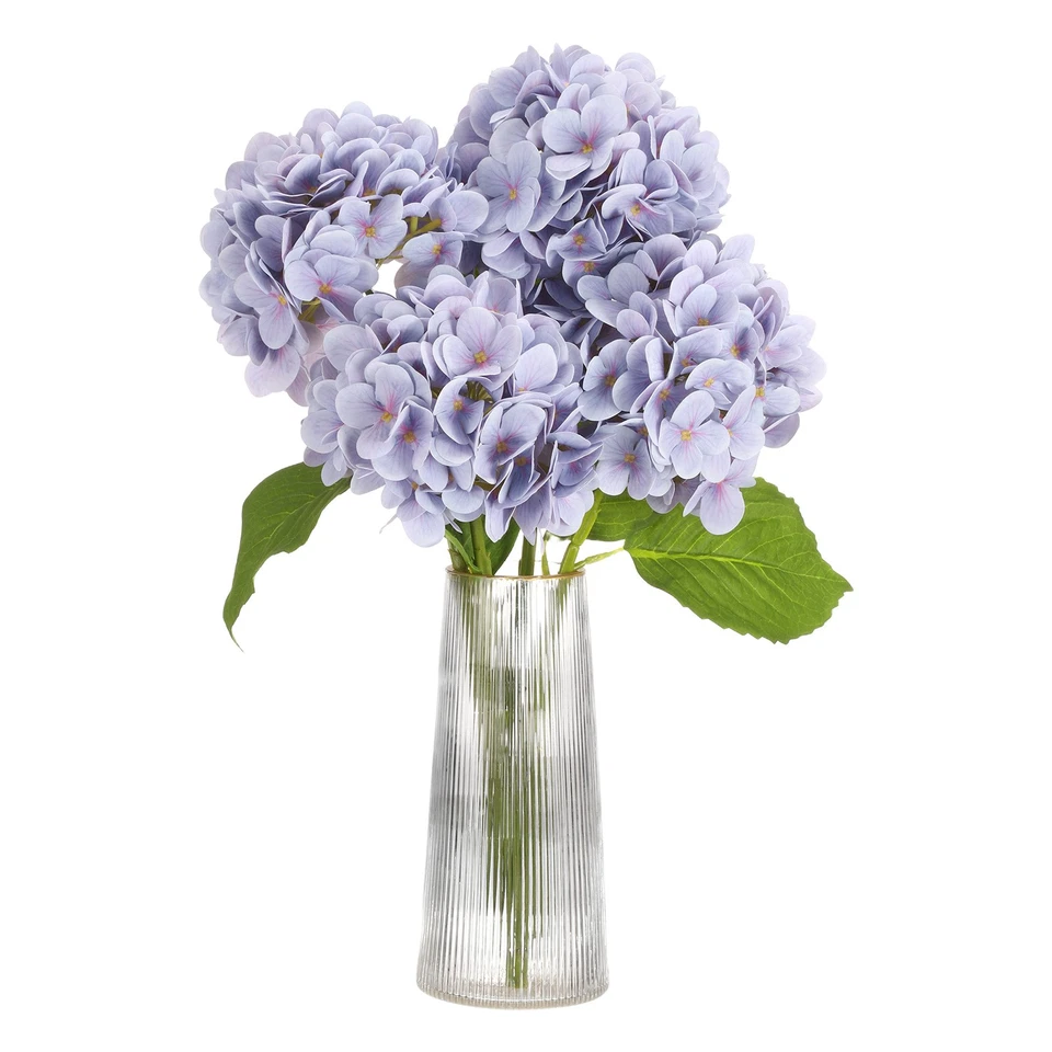 4 Piezas Flores Hortensia 18.5" Falsas Látex Lila para Decoración - Imagen 1 de 4