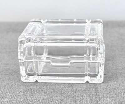 RCR 24% Lead Crystal Square Jewelry Trinket Box Beveled Edges Puzzle Design