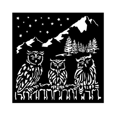 Schablone mix media 3D 18x18cm - The Owl's House - Eulen - Stamperia