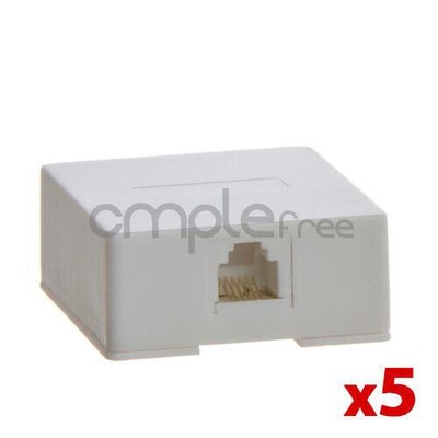 1 Port, White Keystone Surface Mount Box Lot of 5