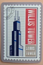 Willis Tower Postage Stamp Novelty Sticker Vinyl Decal Travel Cool Art Tc9
