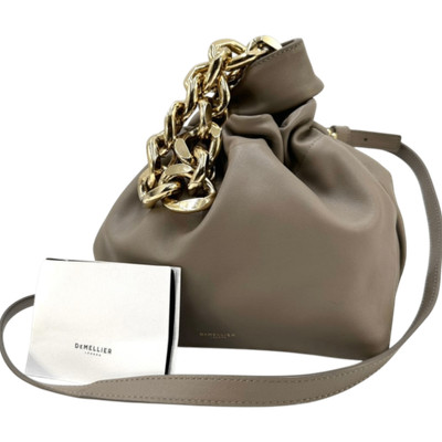 DEMELLIER Santa Monica Chain Shoulder Bag Leather Black Women's Used Authentic