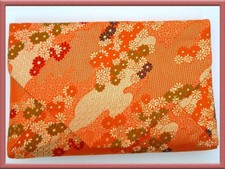Sukiya Bag Japanese Kimono Tea Utensils Storage Travel Pouch Orange Flowing Jap