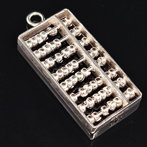 Sterling Silver CHINESE ABACUS Charm Pendant Mathematics 925 Vintage