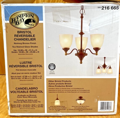 Hampton Bay Bristol 3-light Chandelier *Replacement Single Globe Only* 216-665 - Picture 2 of 6