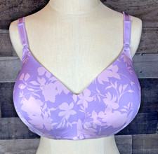 Torrid Curve Plus Size Purple Floral bra 360 Back Smoothing Wireless Lined 44C