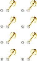 Ohrstecker Set 8 Paar 316L Chirurgenstahl Gold Zirkonia Hypoallergen Damen