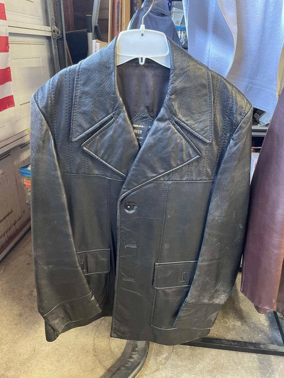 Vintage 70s 80s Napa Leather Jacket Made in Yugoslavia Patina EUC Size 44 Mark-V - product detail image 1