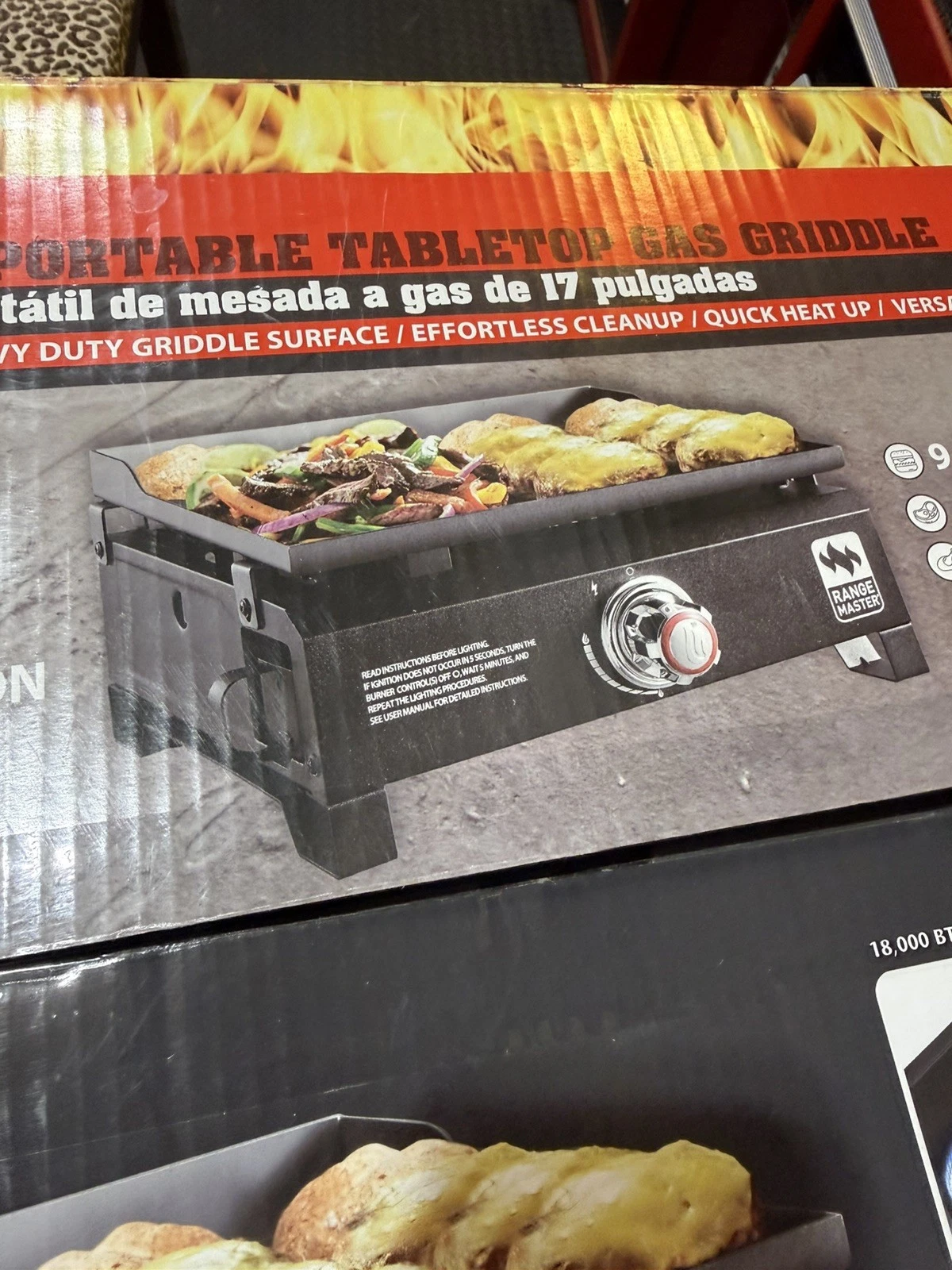 Range Master 17" Portable 1-Burner Propane Flat Table Top Grill Griddle