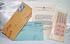 United Nations First Issue Stamps 1951 Group Original Envelope Invoice & Letter