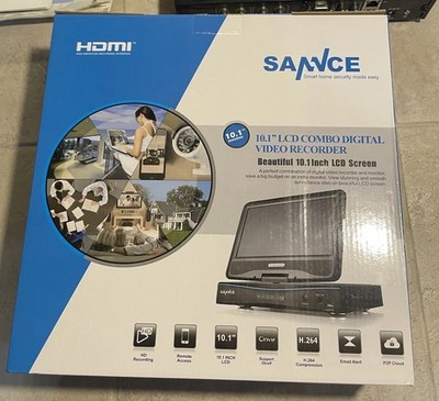 SANNCE Security 8CH DVR 1080p LCD 10.1  Monitor + 4 Cameras Wired Black #DG81BE