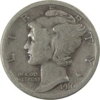 1916 S Mercury Silver Dime F Fine 10c Coin SKU:I25213