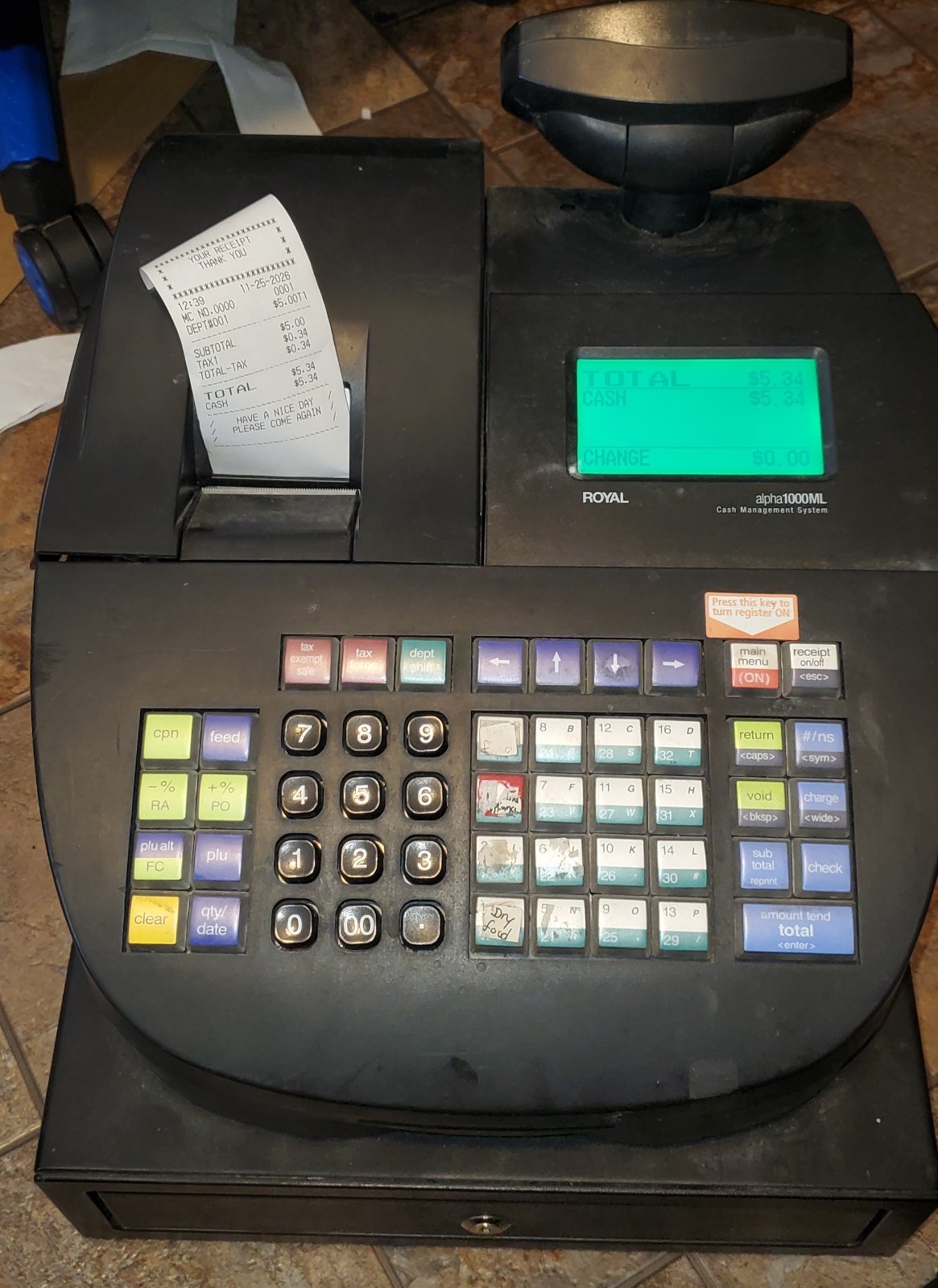 Royal Alpha 1000 ML Cash Register Cash Management System- NO KEY