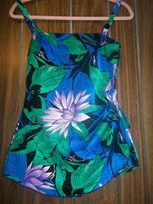 VINTAGE 1950's MULTI-COLOUR One Piece Floral Swimsuit SZ-14/36B
