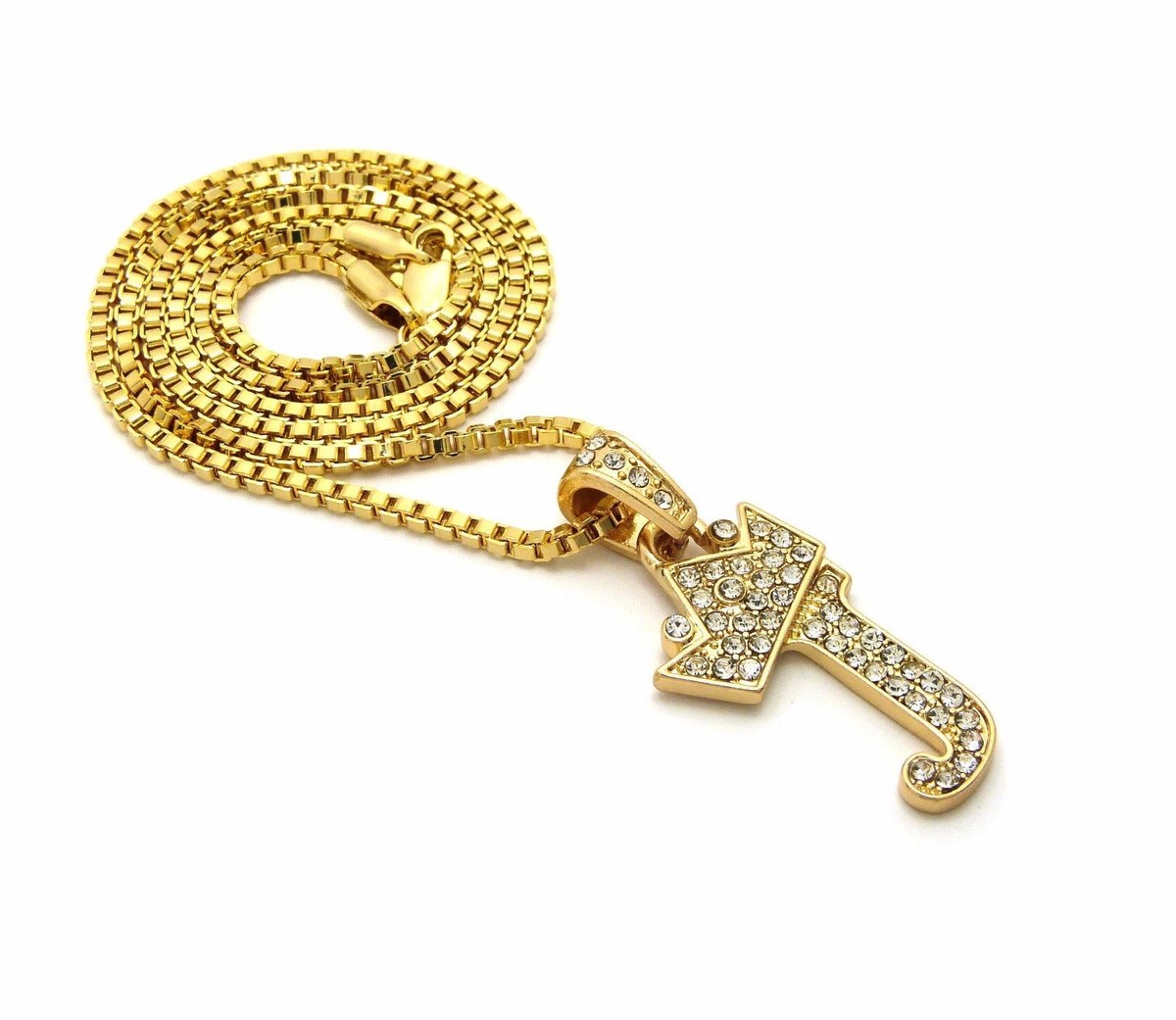 Iced 14K Gold plated King Crown Letter 