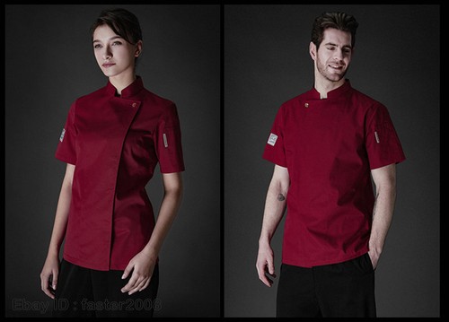 Mens Women Chef Workwear Kitchen Coat Pastry Cook Short Sleeve Uniform Jackets - Picture 9 of 16