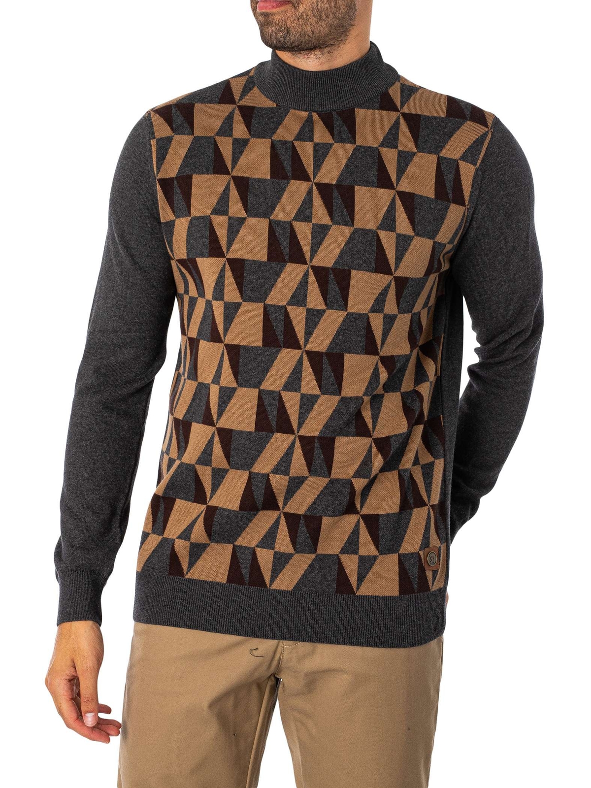 Мужская геометрическая вставка Trojan из черепашьего трикотажа, серый