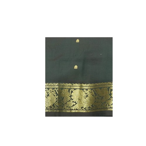 Saris verdes vintage 100 % seda pura Zari tejido a mano festivo sari 5YD tela artesanal - Imagen 6 de 6