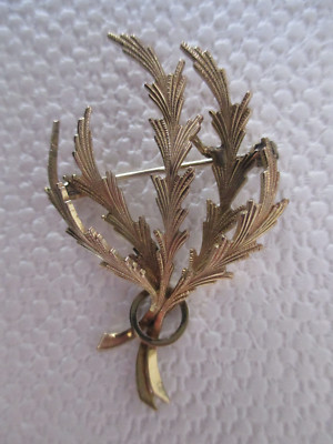 Broche Vintage Plaqué Or Laminé - Style Ancien Avec Initiales R M - Occasion - Bijou Ancien