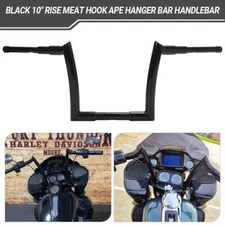 Glossy Black 10" Meat Hook Ape Hanger Bar Handlebar For Harley Road Glide 15-23