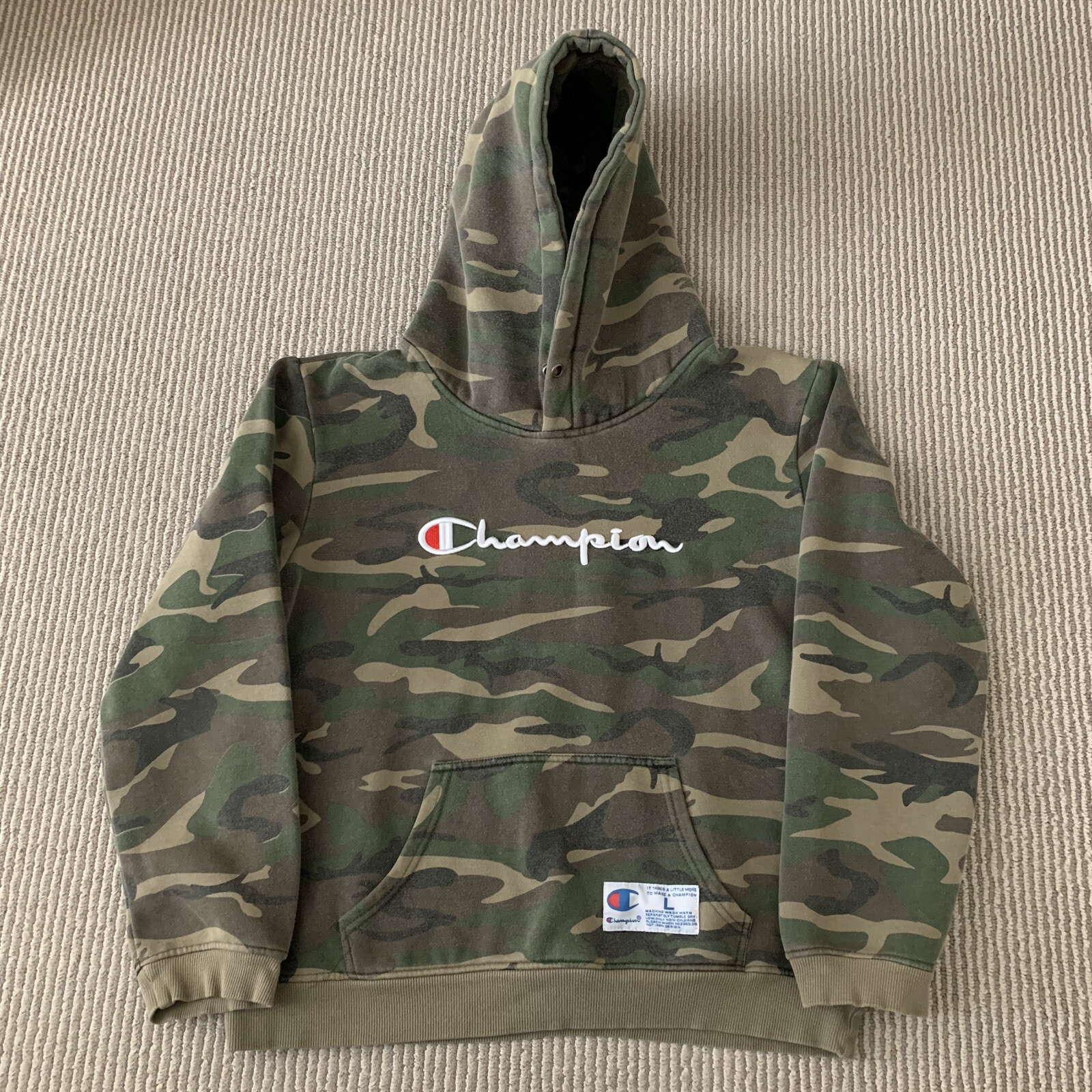 Green Camo Hoodie Sweater Size 