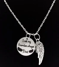 Angel Wing I Call My Guardian Angel Dad Father In Heaven Memory Wing Necklace