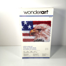 New WonderArt EAGLE US FLAG Latch Hook Kit / NEW IN BOX / Patriotic USA 15x20