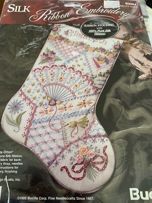 New Bucilla Silk Ribbon Embroidery CRAZY QUILT Christmas Stocking KIT #83291