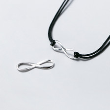 1Pc Solid Sterling Silver Smooth Infinity Symbol Charm Pendant Bracelet DIY