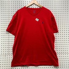 Polo Ralph Lauren Shirt Mens Large Red Blue Pony V Neck Classic Fit 24X28.5