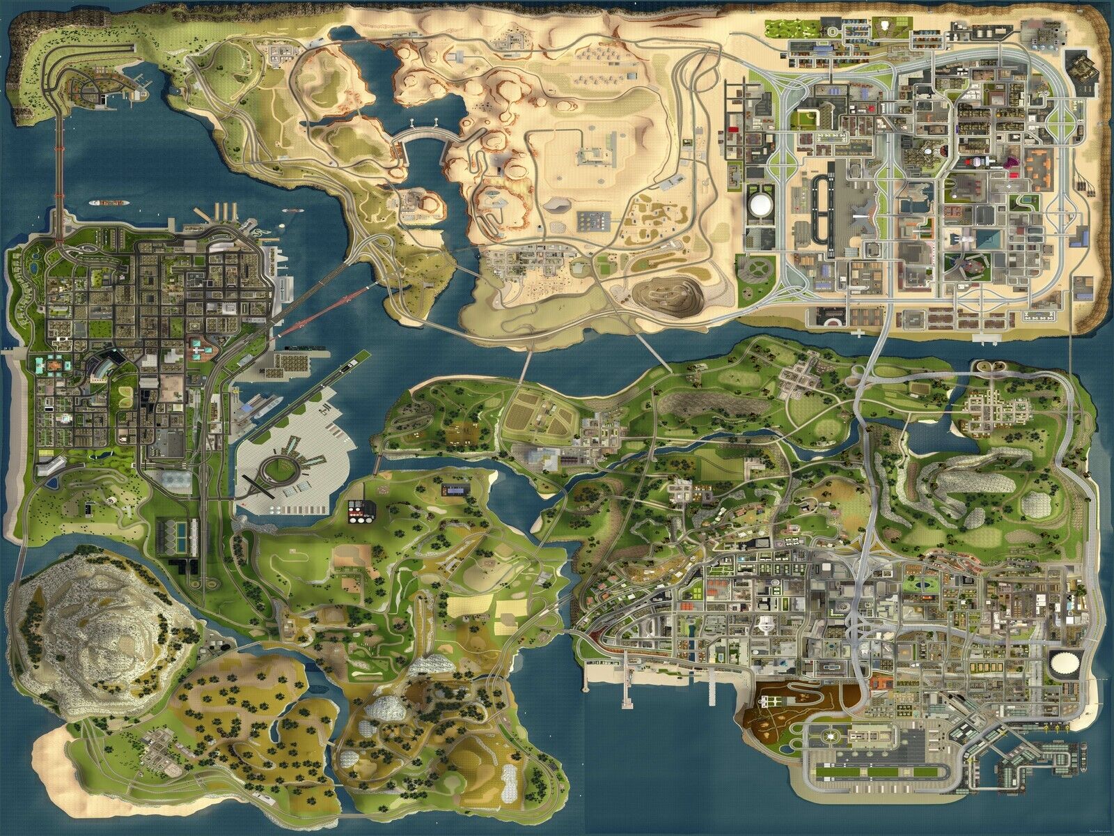 Scroll Paintings Video Games The Map Of Gta San Andreas : Los