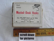 VINTAGE BOX OF MUSTAD & SON  BEAK HOOKS UNOPENED UNTIL NOW IN ORIGINAL  BOX