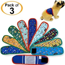 PACK of 3 Dog Male Belly Band Wrap Diapers RANDOM Colors Washable For SMALL Pet