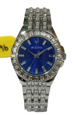96L290 Bulova Women's Quartz Baguette Crystal Accent Silver Watch 32mm MB-642