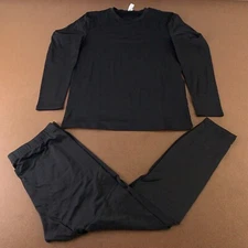 Men's Size Large Black 2 Piece Long Sleeve Tee & Fitted Base Layer Pant Set New