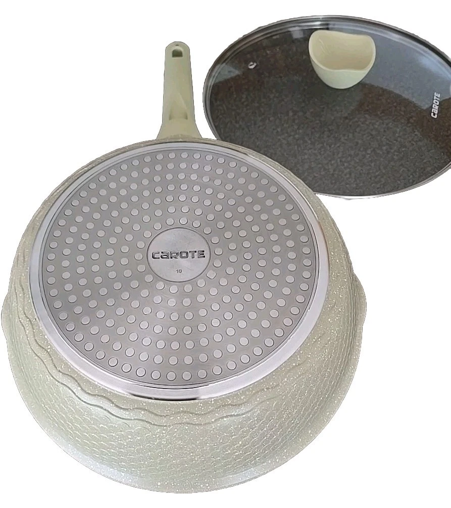 CAROTE 5.7 Qt Saute Pan w/Lid Induction Stone Nonstick Aluminum/Granite ~ GREEN