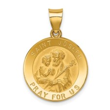 14K Yellow Gold Polished Satin St. Joseph Medal Pendant XR1339