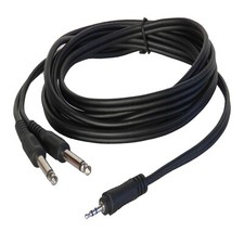 8ft 3.5mm Male Stereo Cable to Dual 1/4" Inch Male Mono PA Speaker DJ Cable Cord