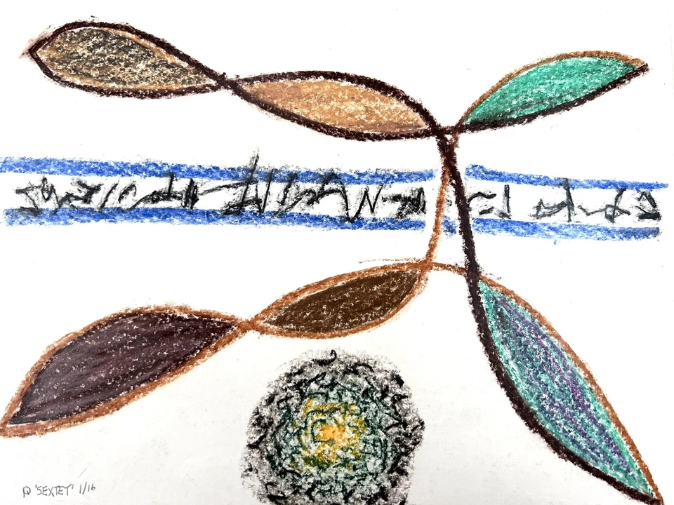 Formas y figuras abstractas dibujo pastel bellas artes 11x14” Robert Quade Foto 2 de 4