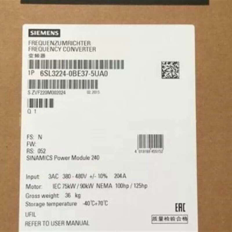 6SL3 224-0BE37-5UA0 NEW SIEMENS 6SL3224-0BE37-5UA0 G120 PM240 Power Module