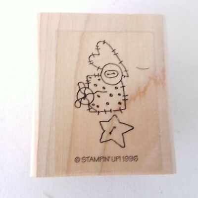 Stampin Up Heart Star Gift Button Rags Rubber Stamp 2.25x1.75 Inches