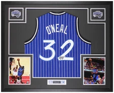 Shaquille O'Neal Autographed & Framed P/S Blue Jersey Auto Beckett COA