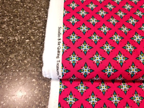 Laredo BTY Quilting Treasures Turquoise Green Black White Medallion on Deep Red - Picture 4 of 4