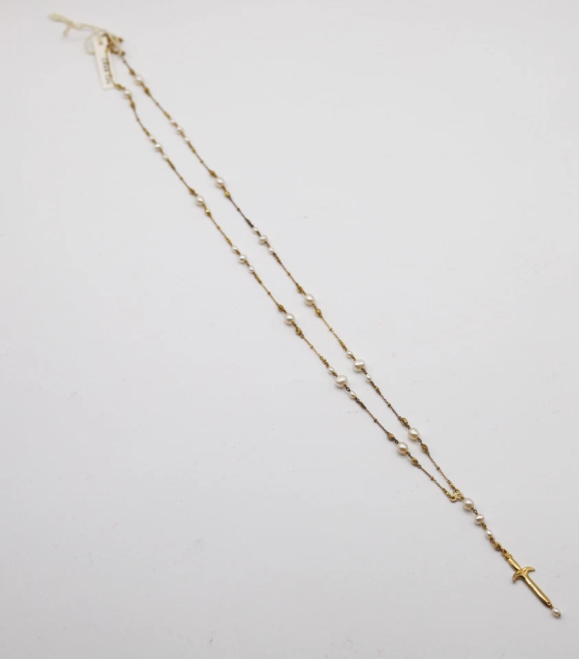 TOTALMENTE NUEVO Collar Largo Chan Luu Daga Dorada y Perla Blanca con Caja de Regalo Foto 4 de 4